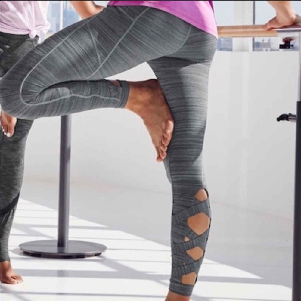 Athleta Gray Leggings with Cutout Design